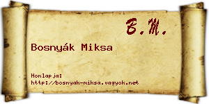 Bosnyák Miksa névjegykártya